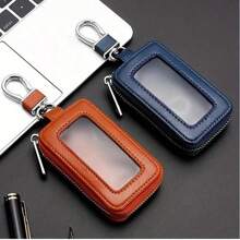 حافظة مفتاح سيارة جلدية عالية الجودة ١ قطعة - حامل أنيق لمفتاح التحكم عن بعد مقاوم للماء وخدوش - متوفرة بأربعة ألوان: أحمر داكن ، أسود ، أزرق ، بني - سلاسل مفاتيح ، حامل بطاقات ، مفتاح للسيارة ، محفظة صغيرة - متعدد الألوان - مشاهدة 9