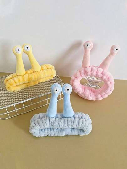 1pc Korean Cartoon Snail Design Cute Plush Hair Band, Funny Hairpiece For Washing Face Headband Turban Headband Sweatband, Hairband Fall Winter Hair Accessories For Women For Vacation Outfits Woman Elegant Scarf Women Bandanas Soft Headwrap