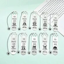可爱的小狗不锈钢书签，配有心形吊坠，可爱又有趣的阅读配件，是送给爱狗人士和爱书人士的完美礼物，节日礼物 - 均碼 - 查看 12