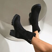 European And American Style Chunky Heel Ankle Boots For Women, 2024 Autumn/Winter New Arrival, Boots, Versatile Platform High Heel Shoes, British Style Boots,