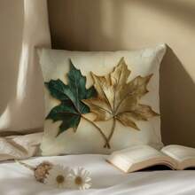 MEMNUN 1个17.7*17.7英寸(45*45厘米)/19.69*19.69英寸(50*50厘米)/15.75*15.75英寸(40*40厘米)金箔叶子2D印花枕套(单面印花),家居装饰靠垫套,适用于床、沙发、汽车,适合日常使用或高端简约家居装饰。 - 葉子D - 查看 12