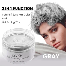 sevich Temporary Hair Coloring Wax Hair Dye, 4.23oz Instant Hairstyle Mud Cream Color Mask, Natural Hair Coloring Wax Material Disposable Hair Styling Dye Ash (Blue, Dye Free) For Cosplay, Party, Masquerade, Halloween Etc. - Xám - Xem 3