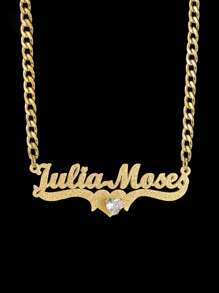 1 Pieza Nuevo collar con cadena NK de acero inoxidable mate personalizado con letras con conjunto de strass, estilo sencillo diario, productos incluyen caja de regalo, regalo de San Valentín, regalo de cumpleaños para amigos, para San Valentín, para el Día de la Madre, para cumpleaños, para graduación, para el Día del Padre, para bodas, para uso diario, para fiestas, para bailes - Multicolor - Ver 8