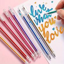 48pcs/24pcs/18pcs/12pcs/8pcs Color Flash Ballpoint Pen Set, 1.0mm Medium Pen Tip, Waterproof, Plastic Ball Pen, Clear And Visible Ink Volume, Suitable For Cardboard, Painting, Marking, Diary, Coloring, Art Projects. 48 Colors To Choose From, Very Bright Metallic Colors Back To School