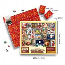 Christmas Decoration Christmas Advent Calendar Puzzle, 24 Grid Creative Christmas Countdown Calendar Puzzle, Suitable As Christmas Gift For Family And Friends - Multicolor - View 3