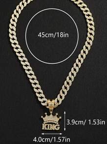 قلادة رجالية بسلسلة عنق قطعة واحدة من التاج الملكي المرصع بالراين ستون بطراز أوروبي وأمريكي هيب هوب، إكسسوارات قلادة