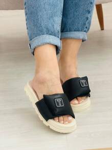 TRZ Flat Clog Soft Sole Low Adjustable Sandal Slipper Closure - màu đen - Xem 3