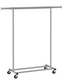 SONGMICS Clothes Rack On Wheels, Heavy Duty Clothes Rail, With Extendable Hanging Rail, 90 Kg Load Capacity, Easy Assembly, Portable, Silver - Silver - View 6