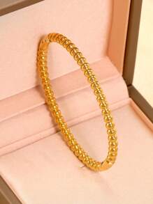 1pc Fashion 18K Gold Plated Stainless Steel Flower Bangle Bracelet For Women, European And American Style Party & Wedding Jewelry Gift Valentines,Mom,Mother,Mother's Day,Gift