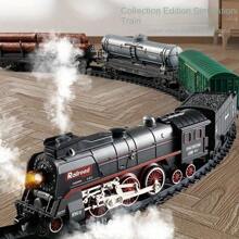 Vintage Train Set, Steam Locomotive Cars And Tracks Electric Rechargeable Train Toys With 3 Smoke Horns And Lights, Christmas Toys - Tàu cổ điển 625B - Xem 3