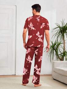 Shendy Vendy Men's Comfortable And Simple Home Loose Pajama Set - 紅色 - 查看 3