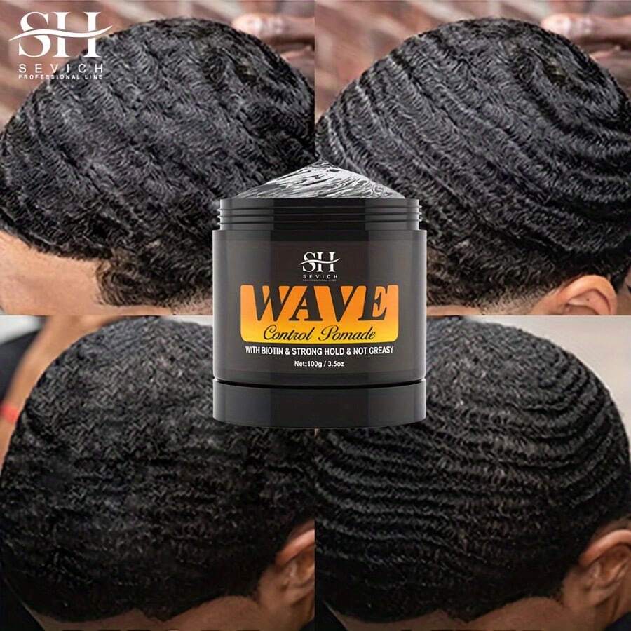 sevich Wave Pomade For Men 360° Waves Strong Hold, Pomade Kit-3pcs Set With Hair Brush And Silky Durag-Non-Greasy Hair Styling Paste With Biotin, Jojoba Oil, Mentha Haplocalyx - Easy Wash, Normal Hair Types - 3.5盎司/100克 - 查看 1