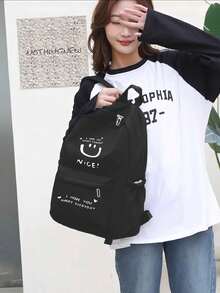 Large Capacity School Backpack For Women Students Waterproof Nylon With Pencil Case 111-4 - màu đen - Xem 2