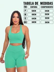 Fitness Set Kit Cropped Top And High Waist Bermuda Shorts Basic Polyamide