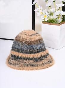 1pc Women's Fashionable Warm Bucket Hat, Fleece Hat, Suitable For Autumn/Winter Outings, Dates And Other Occasions