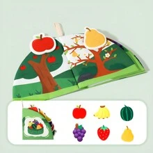 1pc Tear-Resistant Cloth Book For Kids, Infant Toy With Matching Pictures And Reusable Stickers, Educational And Cognitive Fabric Material For Washing And Biting