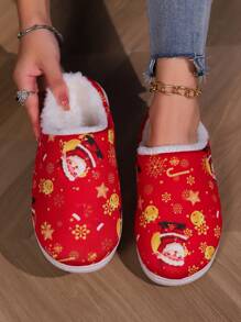 圣诞节新款雪人拖鞋保暖防滑情侣必备可爱卡通点亮节日气氛 - 紅色 - 查看 6