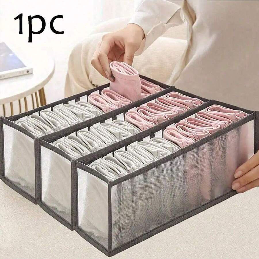 1PC Grey 11Grid 6Grid Foldable Mesh Underwear Storage Box, Drawer