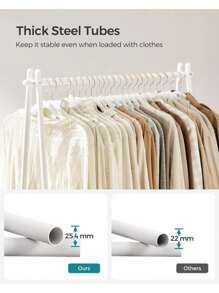 SONGMICS Clothes Rail, Clothes Rack, Garment Rack With Steel Frame, With Hanging Rail And Shelf, 33.5 X 92.5 X 153 Cm, For Bedroom, Dressing Room, Laundry Room, White - White - View 3