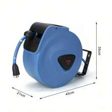 65ft 20m Air Hose Reel Auto Retractable Rewind Air Line Compressor Wall Mounted - Blue - View 3