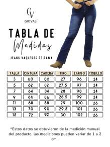 GIOVALI JEANS Jeans Boot Cut Vaqueros Bordado Mezclilla Ajustado Push Up. - Azul lavado medio - Ver 6