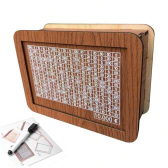 1pc Wooden Piggy Bank With Digital Counter - Coin Saving Box For Adults - Can Hold Up To 10,000 Euro Coins - Ideal Gift For Friends - High Quality Wooden Coin Bank Gifts Birthday Graduation