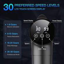 Rechargeable Deep Tissue Muscle Handheld  Massage Gun , Handheld Electric Muscle Massager, High Intensity Percussion Massage Device For Pain Relief With 9 Attachments & 30 Speed,Valentines Gift - 灰色 - 查看 2