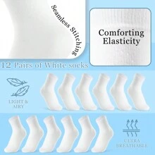 City Comfort Calf Socks Soft Breathable And Pack Of 12 - White - View 3