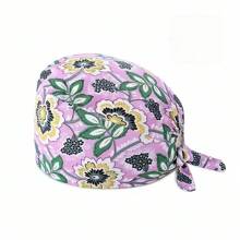 1 pieza Gorro de trabajo con estampado digital floral, animal y de corazón sobre base rosa, apto para médicos, enfermeras, salones de belleza, hospitales veterinarios y trabajadores de limpieza - Antibacteriano, antipolvo