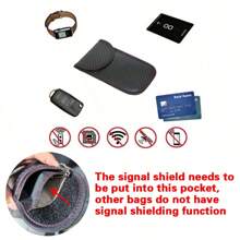 1入組汽車鑰匙信號屏蔽袋法拉第盒射頻識別信號屏蔽袋汽車配件 - 黑色 - 查看 4