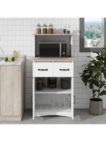 Wooden Kitchen Cabinet White Pantry Storage Microwave Cabinet,With Storage Drawer,Made Of Premium Mdf Board,Sturdy And Safety,Ample Storage Space,White.,Victory Store