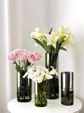 1 Piece Acrylic Cylindrical Anti-Fall Vase - Hydroponic Flower Arrangement Grown In Water - Perfect For Fresh Flowers To Decorate The Living Room - Perfect For Weddings, Party Decorations Gifts Birthday Graduation Home Decor Room Decor Flower Vase Glass Vase