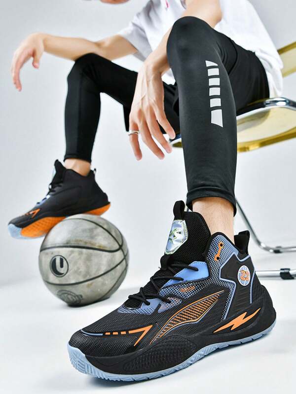 Chaussures de basket-ball pour hommes, design ombré, tige , imperméable, antidérapante, chaussures de basket-ball d'entraînement extérieur, chaussures de basket-ball professionnelles d'entraînement et de match pour adolescents
