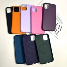 High Quality Magnetic Leather IPhone 11 12 13 14 15 Pro Max Textured Skin Feel - Xanh đậm - Xem 4
