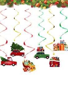 12 piezas, Decoraciones colgantes de remolinos navideños, adornos navideños colgantes de muñeco de nieve para decoración de interiores y exteriores, suministros para fiestas navideñas - Multicolor - Ver 8