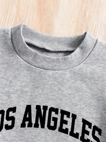 Tween Boy Letter Graphic Print Crew Neck Long Sleeve Sweatshirt And Sweatpants Casual Set