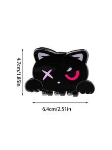 1 pieza Pinza para el cabello con forma de cara de gato de dibujos animados, pasador para peinados recogidos