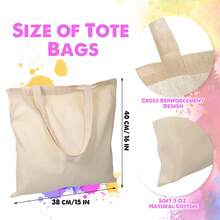 20 Pcs Natural Cotton Tote Bags 15 X 16 Inch Blank Canvas Tote Bag Bulk Reusable Grocery Bag With Handles And PTEF Sheet Beach Cloth Bags Large Shopping Bag For Iron On Heat Transfer Vinyl DIY Craft - White - View 2