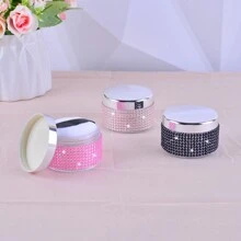 1pc 50g Empty Refillable Compact Powder Case With Puff, Rhinestones Decor, Portable And Compact - Multicolor - View 5