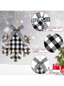 1pc Christmas Burlap Tree Ornaments Hanging Decorations Buffalo Check Plaid Stitching Hanging Ornament Deer Snowman Snowflake Star Shaped Hanging Decor For Holiday Party Decorations,Christmas