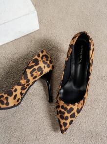 Tacones de aguja de 3.3 pulgadas con puntera puntiaguda y estampado de leopardo de gamuza de alta gama para mujer, ideales para fiestas, discotecas, bodas, uso diario y viajes