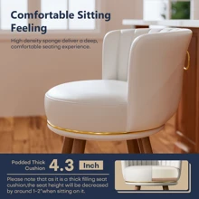 26 英寸柜台高度酒吧凳 2 件套，带靠背的旋转软垫酒吧凳，带木腿和脚凳的 PU 皮革厨房凳，适用于厨房岛、客厅的酒吧椅