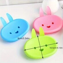 可爱的兔子肥皂盒 - 双层排水，耐用塑料，非常适合浴室和旅行 - 彩色 - 查看 7