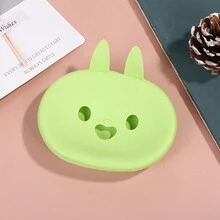 可爱的兔子肥皂盒 - 双层排水，耐用塑料，非常适合浴室和旅行 - 彩色 - 查看 4