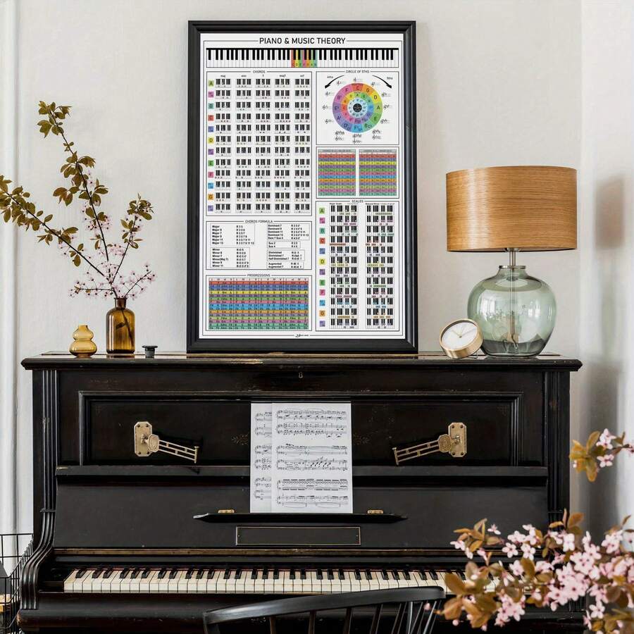 Complete Piano Theory Canvas Wall Art Chords, Scales & Circle Of