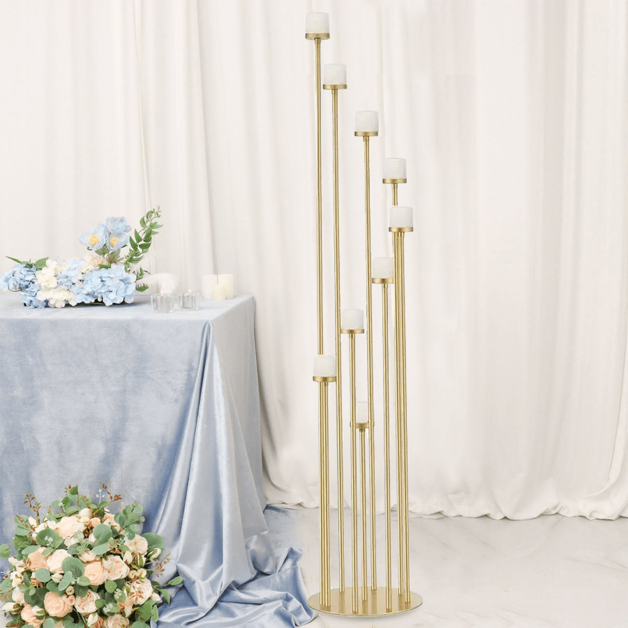 9 Arm Großer Kerzenständer, Eleganter Metallischer Stehleuchter für Weihnachten, Hochzeit, Zeremonie, Bankett, Party Dekoration