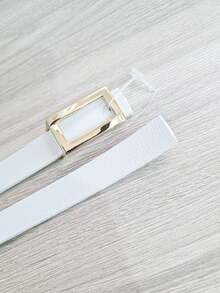 NEIDDE MODAS BELTS KIT 3-PIECE SET THIN WOMEN'S BELT WITH GOLD SQUARE BUCKLE SIMPLE AND DELICATE SYNTHETIC LEATHER - Màu xanh Ô liu - Xem 3