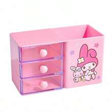 Caja de almacenamiento de escritorio tipo cajón con diseño de dibujos animados lindos para lápices, caja organizadora de joyas y papelería (Hay pequeños arañazos en el cajón y pequeños defectos en la superficie)