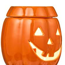 Halloween Orange Ceramic Pumpkin Indoor Electric Wax Warmer, 5.5"L X 5"W X 6"H, By Way To Celebrate, Scented Candle Holder, Home Fragrance Decor, Holiday Seasonal Piece, New Year Home Atmosphere - 橘色 - 查看 3