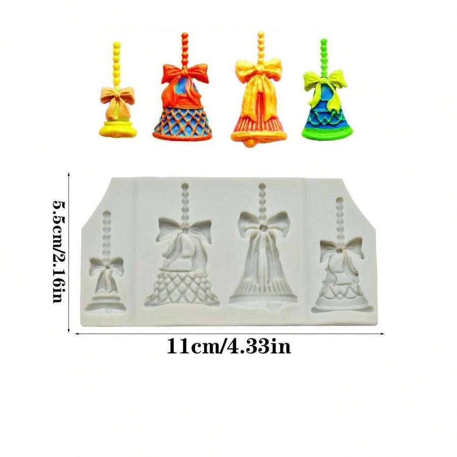 1pc Christmas Bell Silicone Mold, Candle Mold, Fudge Mold, Cake